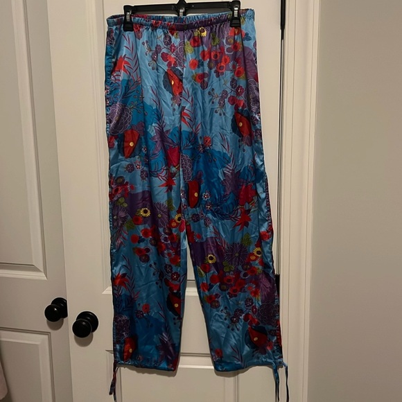 Vintage Y2K Victoria’s Secret Silky Pajama Pants size Medium Floral Retro - Picture 1 of 7